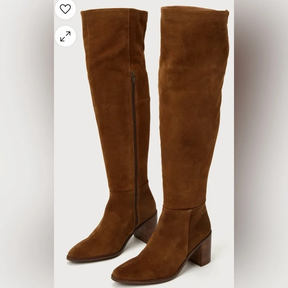 Seychelles Gifted Cognac Suede Leather Over-The-Knee Boots Size 7.5 New